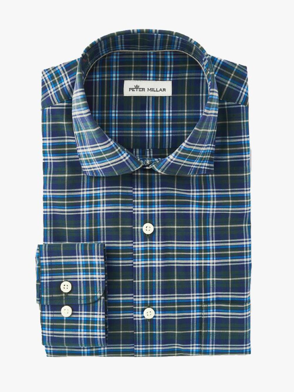 PETER MILLAR Men's Crown Finish Stretch Elkhard Lake Tartan Sport Shirt